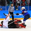 GANGNEUNG, SOUTH KOREA - FEBRUARY 22: USA's Jocelyne Lamoureux-Davidson #17 scores a shootout goal on Canada's Shannon Szabados #1 during gold medal round action at the PyeongChang 2018 Olympic Winter Games. (Photo by Matt Zambonin/HHOF-IIHF Images)

